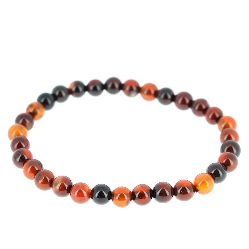 Bracciale in agata rossa naturale perline da 6 mm
