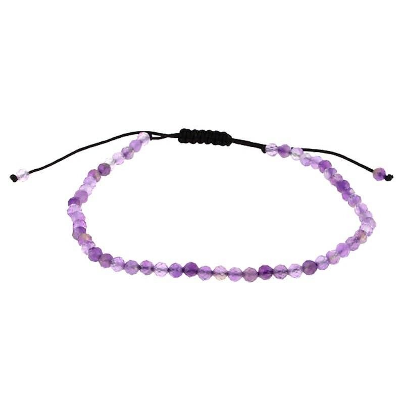 Bracciale in ametista con perle sfaccettate da 3 mm Shamballa