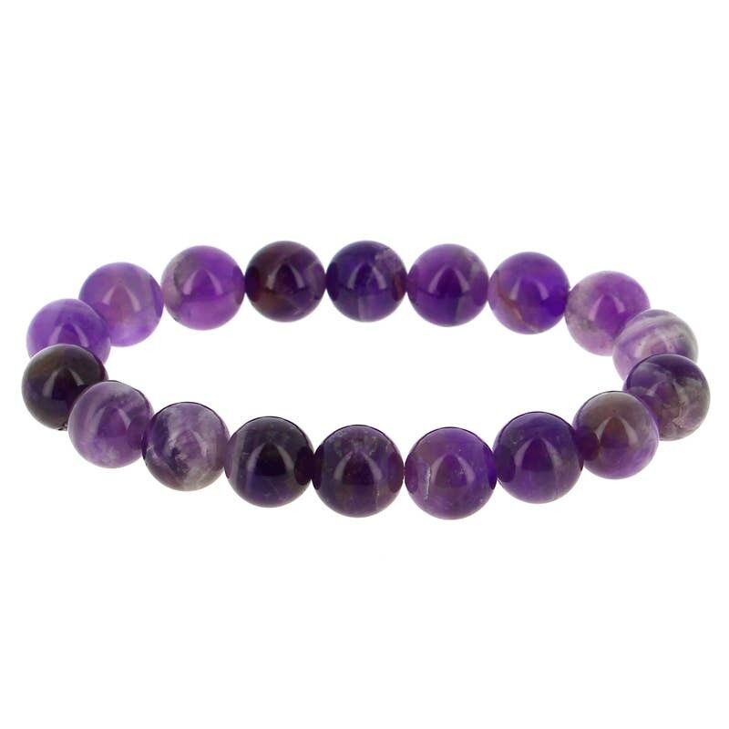 Bracciale con perline a zig zag in ametista da 10 mm