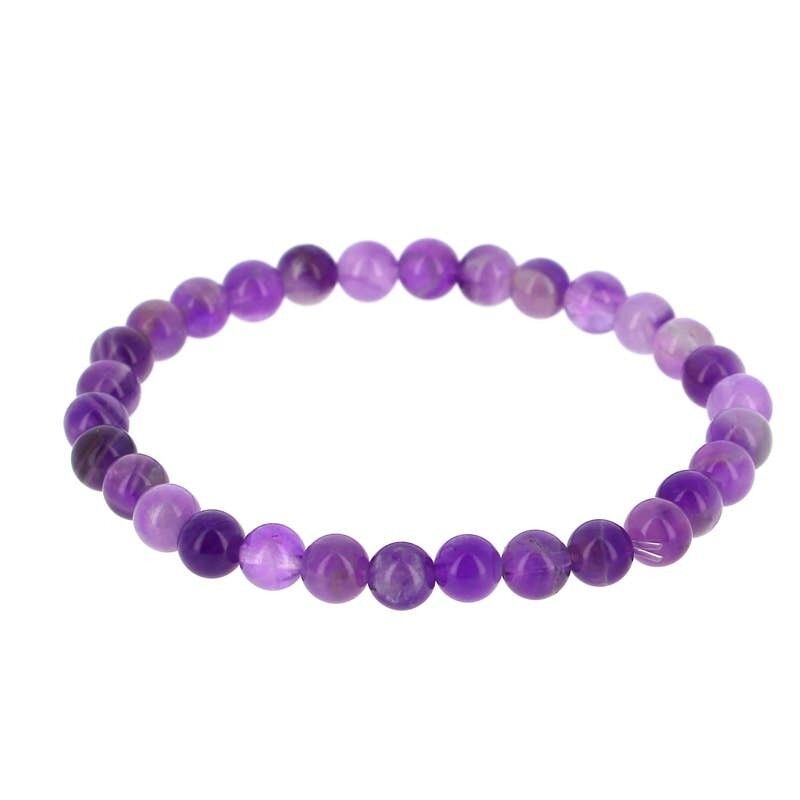Bracciale con perline a zig zag in ametista da 6 mm