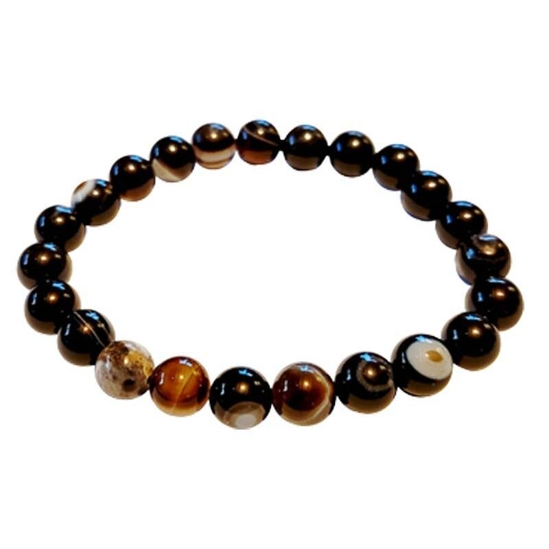 Bracciale in agata con perline da 8 mm
