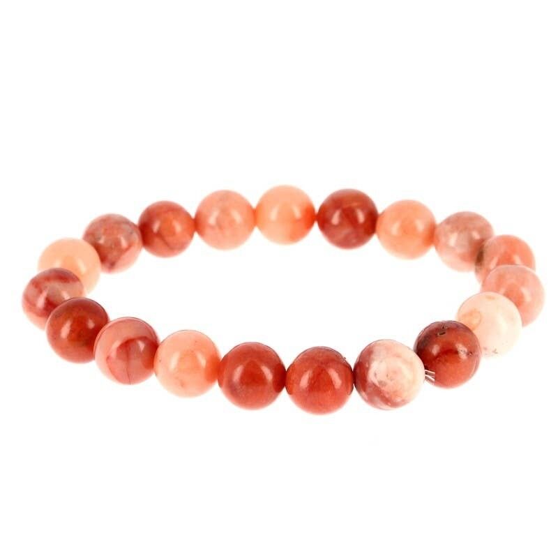 Bracciale con perline di avventurina e pesca da 10 mm