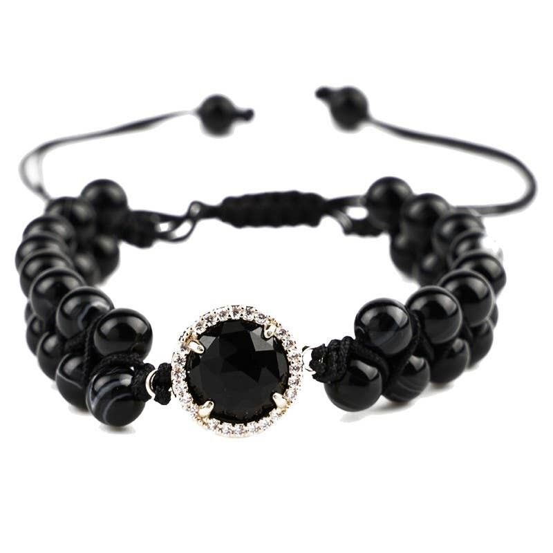 Bracciale in agata con perline intrecciate da 6 mm