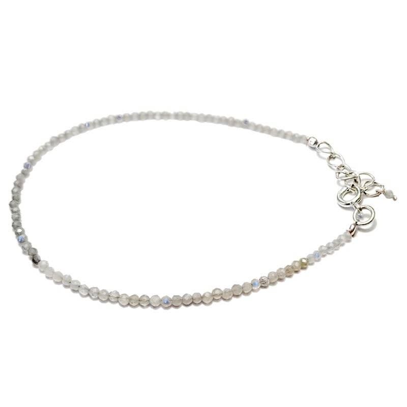 Bracciale in pietra di luna arcobaleno sfaccettata