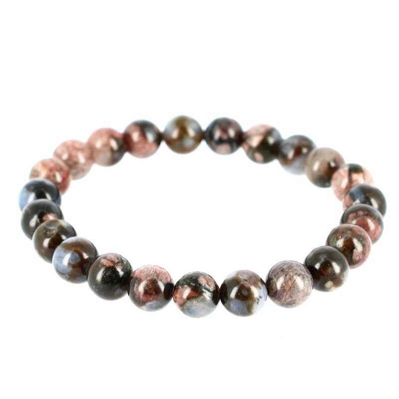 Bracciale in agata turritelle (fossile) perline 8 mm