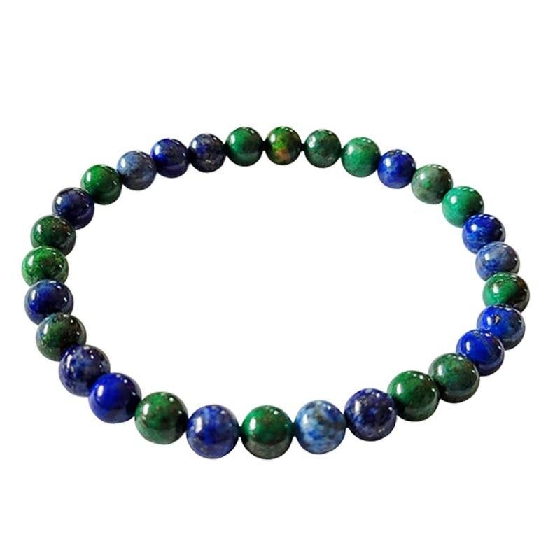 Bracciale in azzurrite e malachite (colorata) perle da 6 mm
