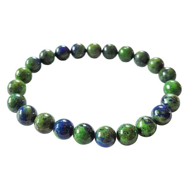 Bracciale in azzurrite e malachite (colorata) perle da 8 mm