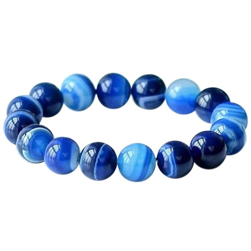 Bracciale in agata blu zonata da 10 mm (colorata)