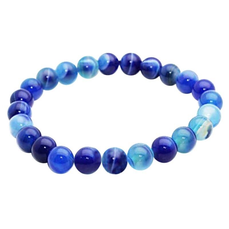 Bracciale in agata blu zonata da 8 mm (colorata)