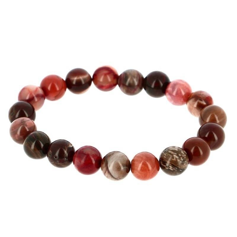 Bracciale in legno fossilizzato perline da 10 mm