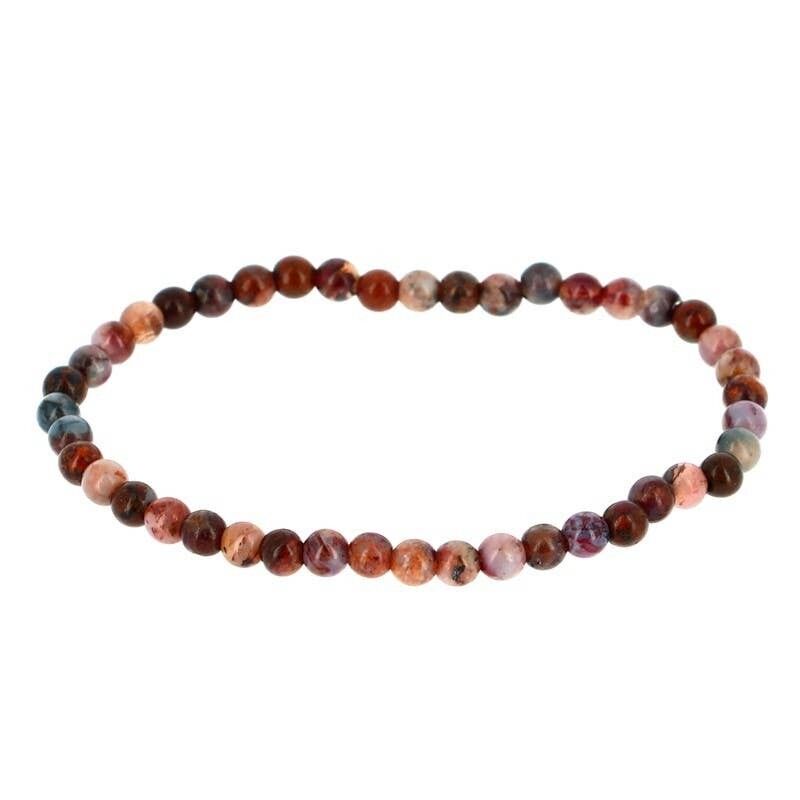 Bracciale in legno fossilizzato con perline da 4 mm