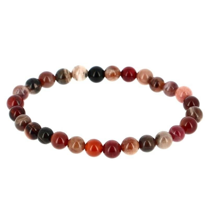 Bracciale in legno fossilizzato con perline da 6 mm