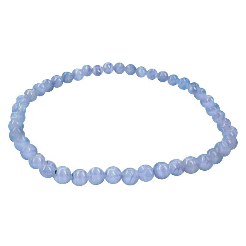 Bracciale in agata calcedonio blu perle da 4 mm