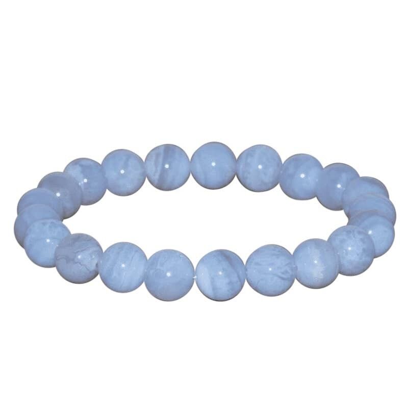 Bracciale in agata calcedonio blu perle da 8 mm