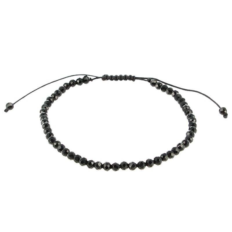 Bracciale in onice nero con perle sfaccettate da 3 mm Shamballa