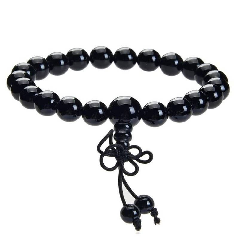 Bracciale Mala in onice nero con perle da 8 mm