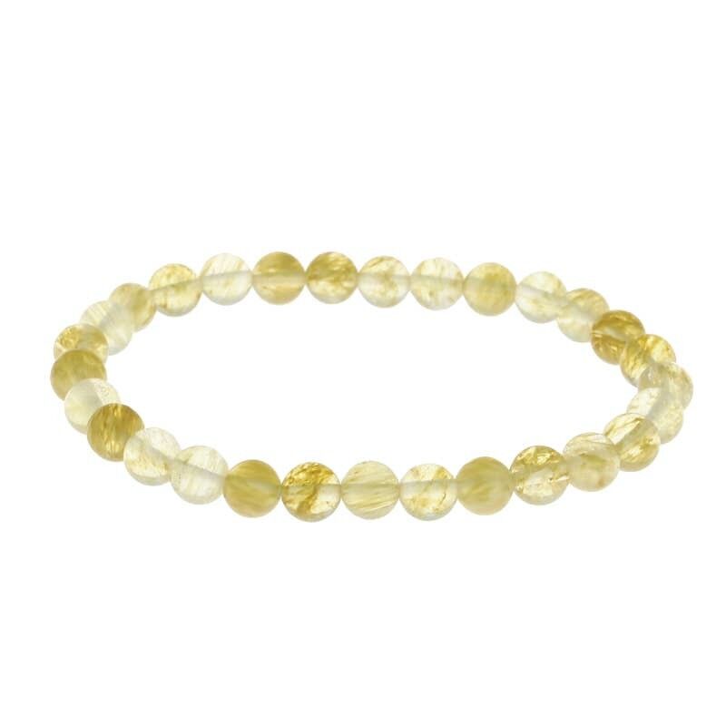 Bracciale in citrino naturale con perle da 6 mm