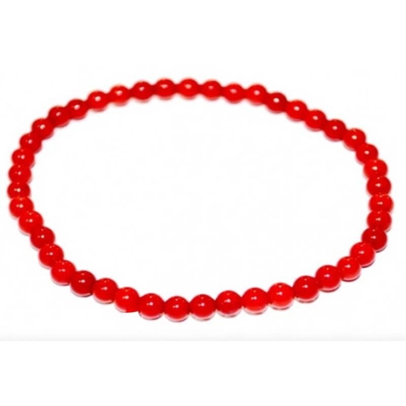 Bracciale in corallo rosso (colorato) perline da 4 mm