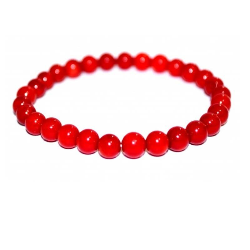 Bracciale in corallo rosso (colorato) perline da 8 mm