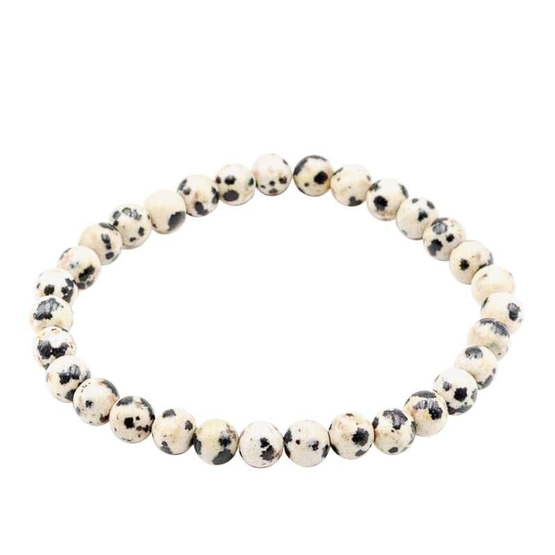 Bracciale in diaspro dalmata con perline da 6 mm