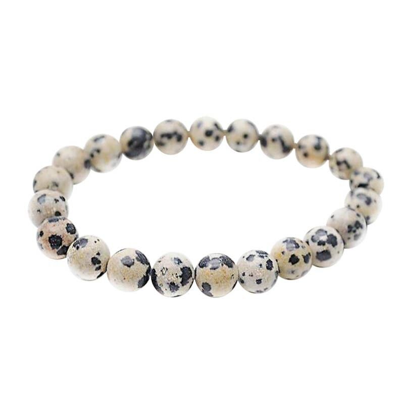 Bracciale in diaspro dalmata con perline da 8 mm