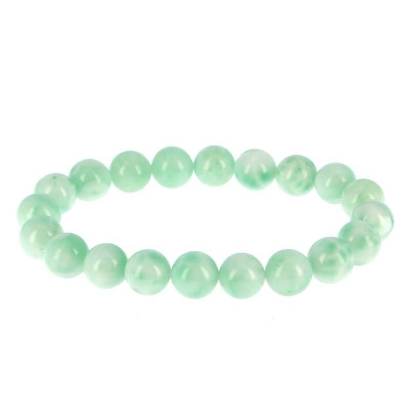 Bracciale in pietra di luna verde (garnierite) perline da 10 mm