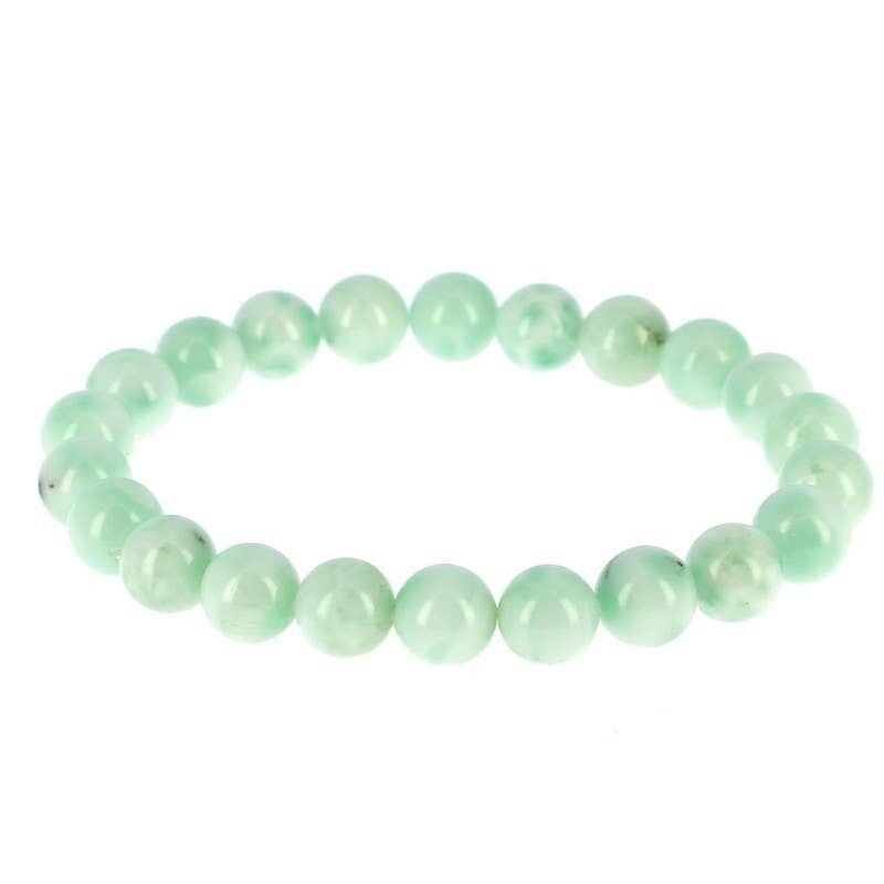 Bracciale in pietra di luna verde (garnierite) perline da 8 mm
