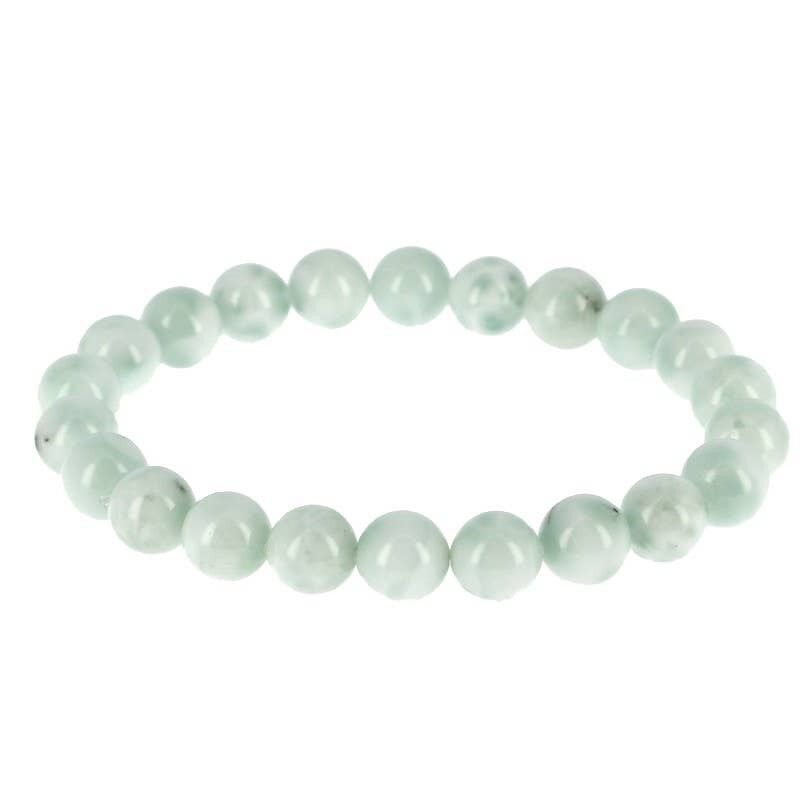 Bracciale in pietra di luna verde chiaro (garnierite) perline da 8 mm