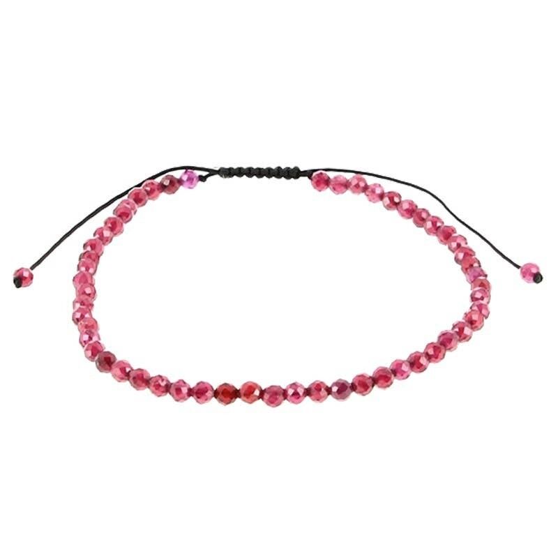 Bracciale Shamballa con perline sfaccettate in granato da 3 mm