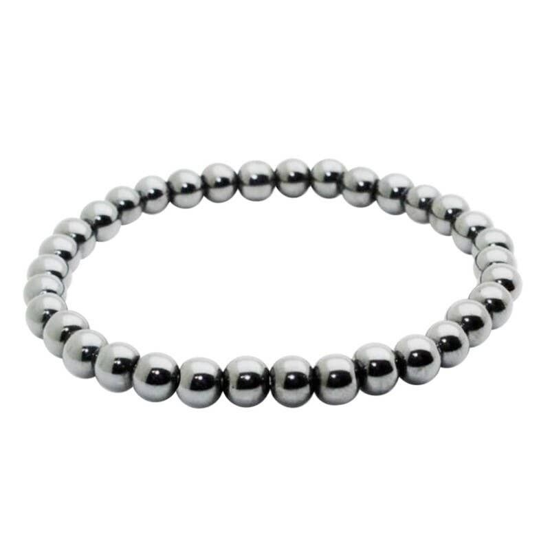 Bracciale con perline di ematite 6 mm