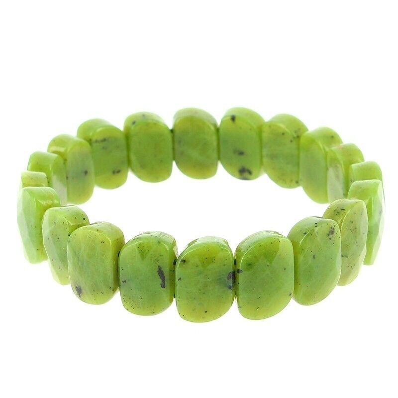 Bracciale in giada canadese con piastrine sfaccettate da 10 x 15 mm