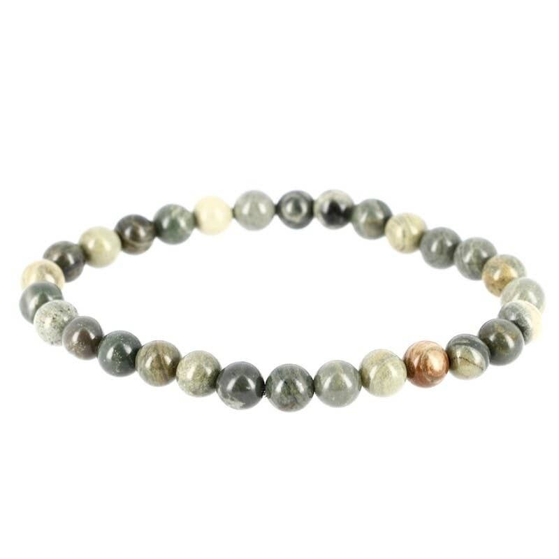 Perle di diaspro foglia argento 6 mm