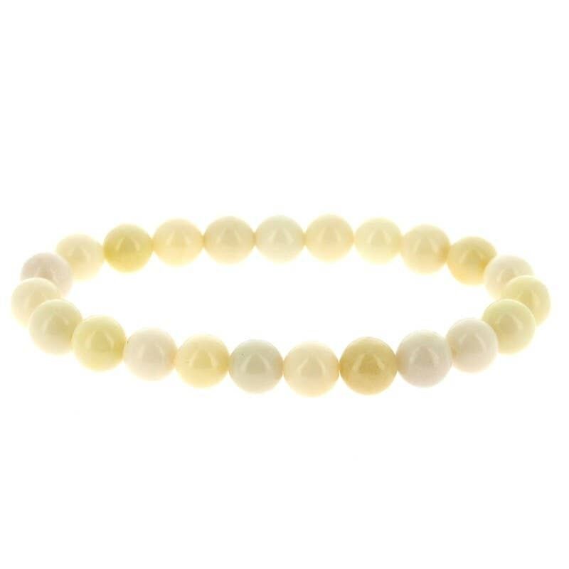 Bracciale in giada avorio con perle da 8 mm