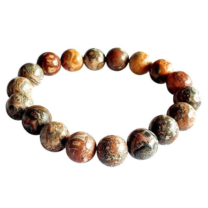 Bracciale in diaspro leopardato da 10 mm