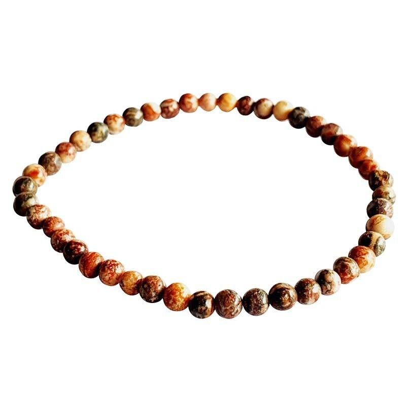 Braccialetto in diaspro leopardato con perline da 4 mm