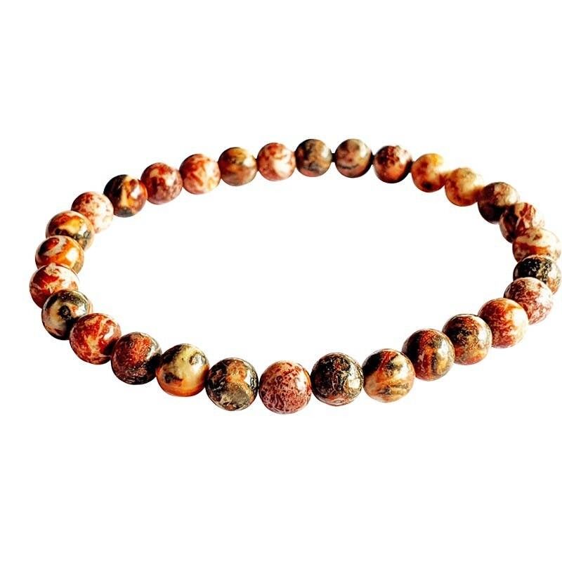 Braccialetto in diaspro leopardato con perline da 6 mm