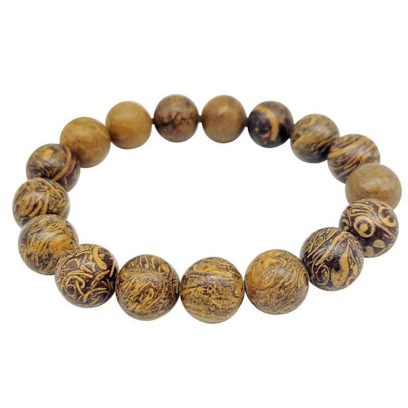 Bracciale Mariam Jasper perline da 10 mm (pietra calligrafica)