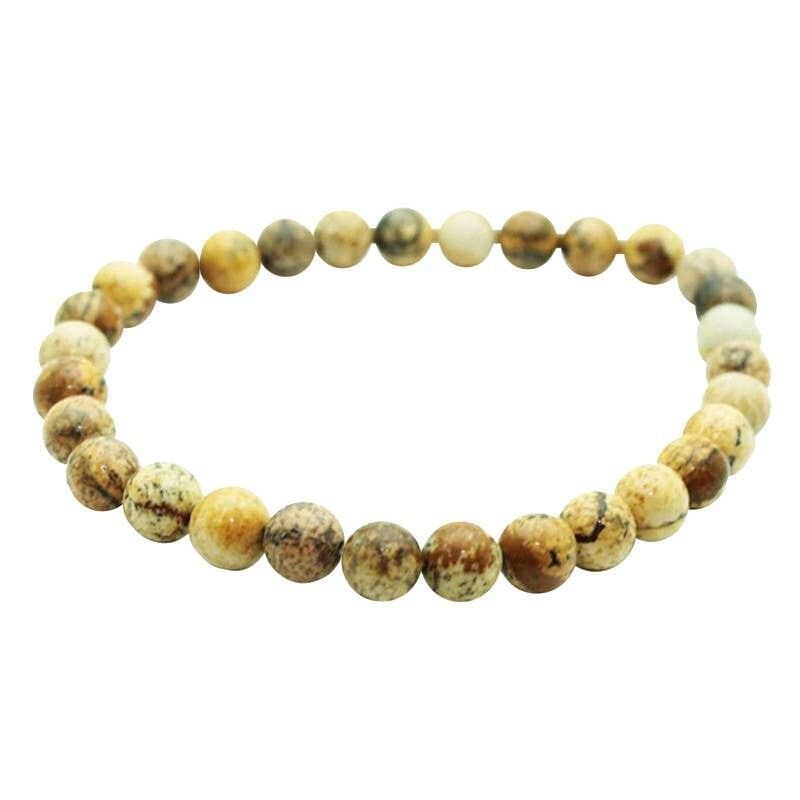 Bracciale in diaspro paesaggio, perle da 6 mm