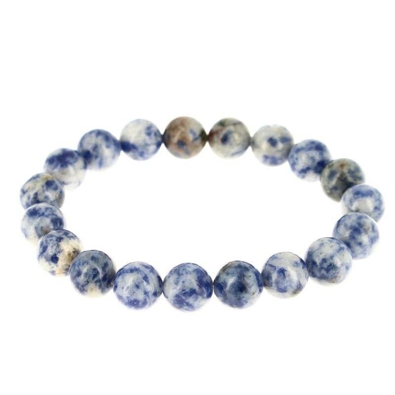 Bracciale in diaspro blu (naturale) perline da 10 mm