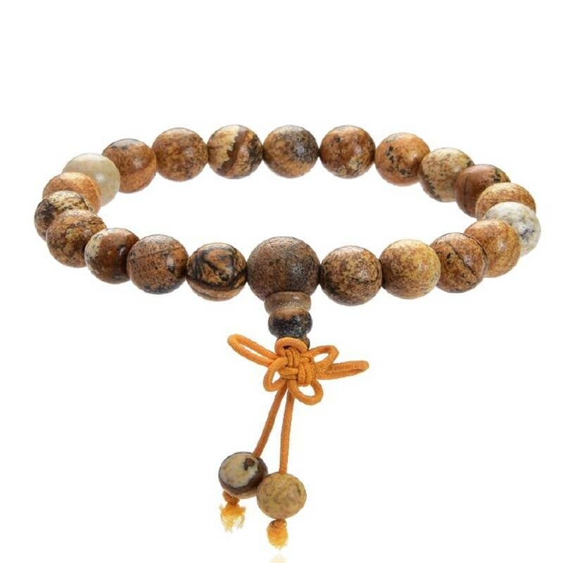 Bracciale Mala in diaspro paesaggio, perline da 8 mm