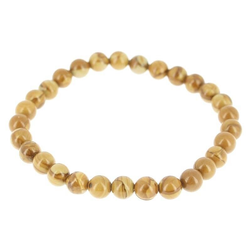 Bracciale in diaspro reale (diaspro di legno) perline da 6 mm