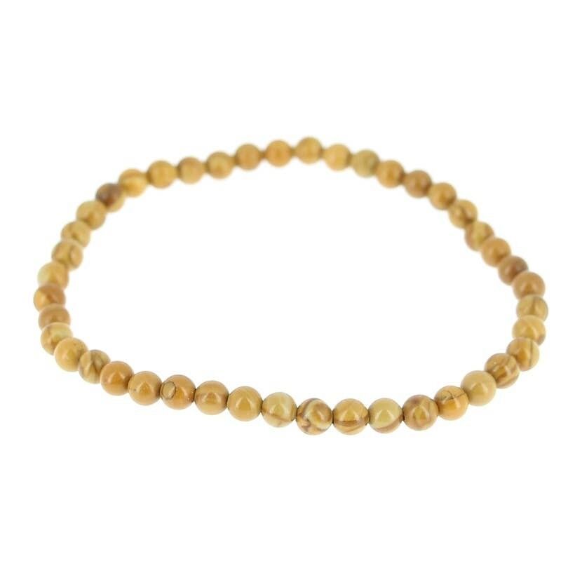 Bracciale in diaspro reale (diaspro di legno) perline da 4 mm