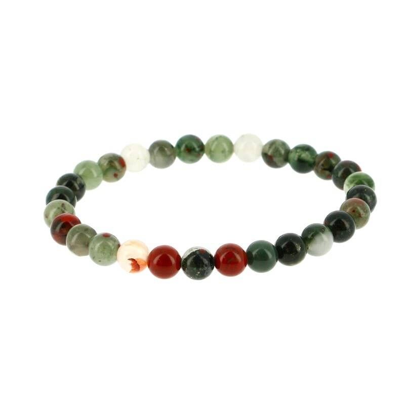 Bracciale in perle di diaspro sanguigno 6 mm