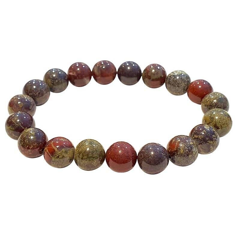 Bracciale in diaspro sangue di drago, perle da 10 mm