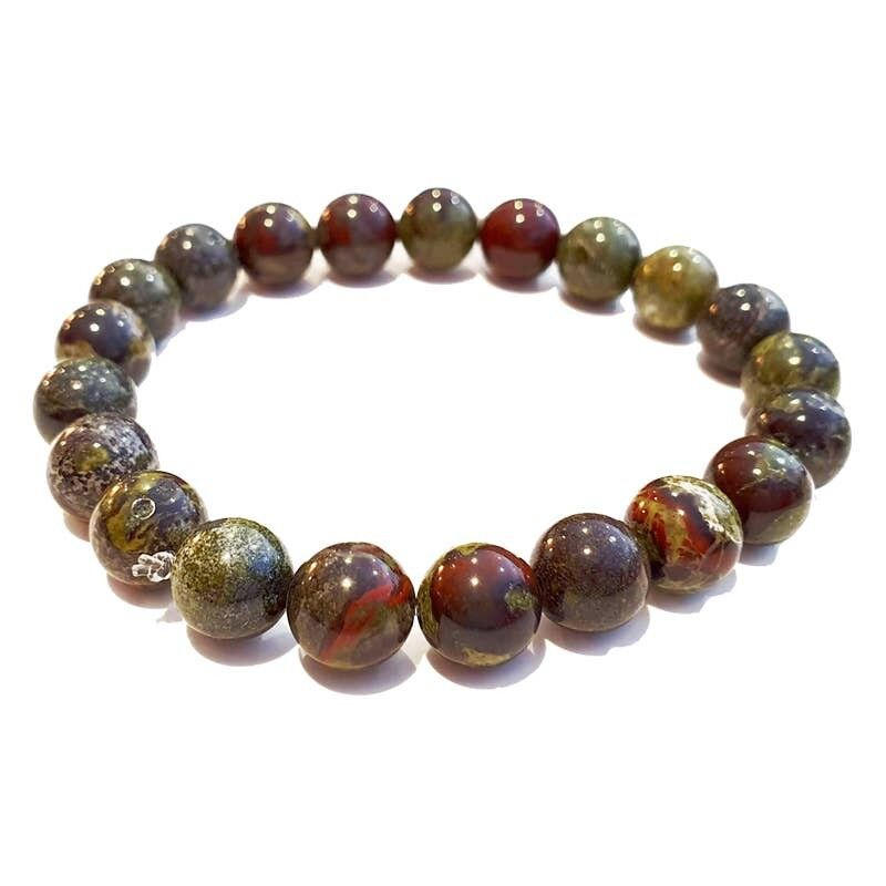 Bracciale in diaspro sangue di drago, perle da 8 mm