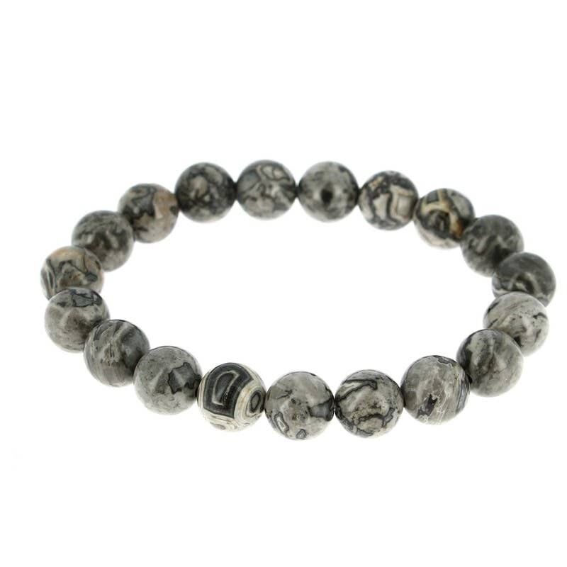 Braccialetto con perline di pietra di diaspro da 10 mm