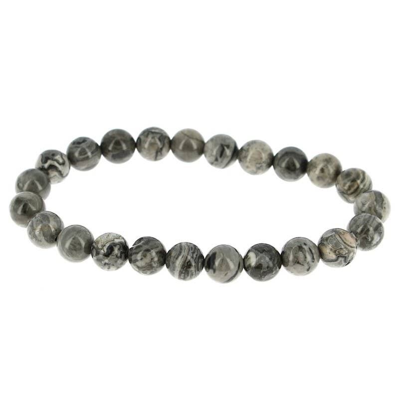 Bracciale con perline di pietra di diaspro da 8 mm