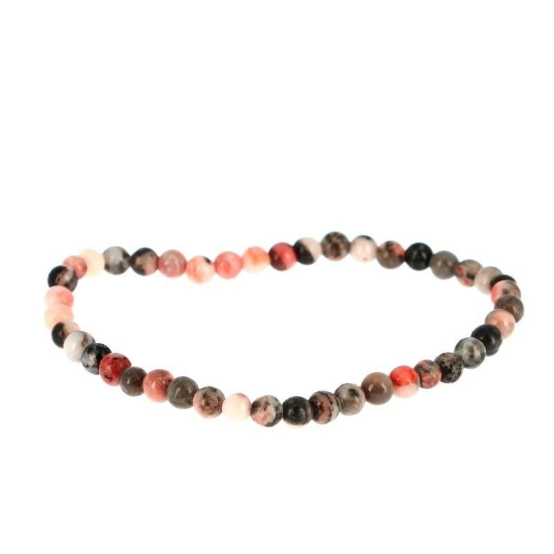 Bracciale in diaspro zebrato rosa (naturale) perline da 4 mm