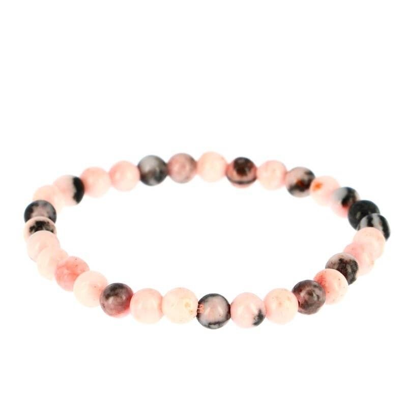 Bracciale in diaspro zebrato rosa (naturale) perline da 6 mm