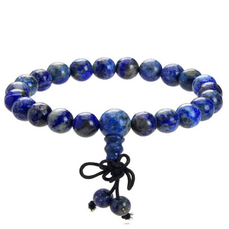 Bracciale Mala con perline di lapislazzuli da 8 mm
